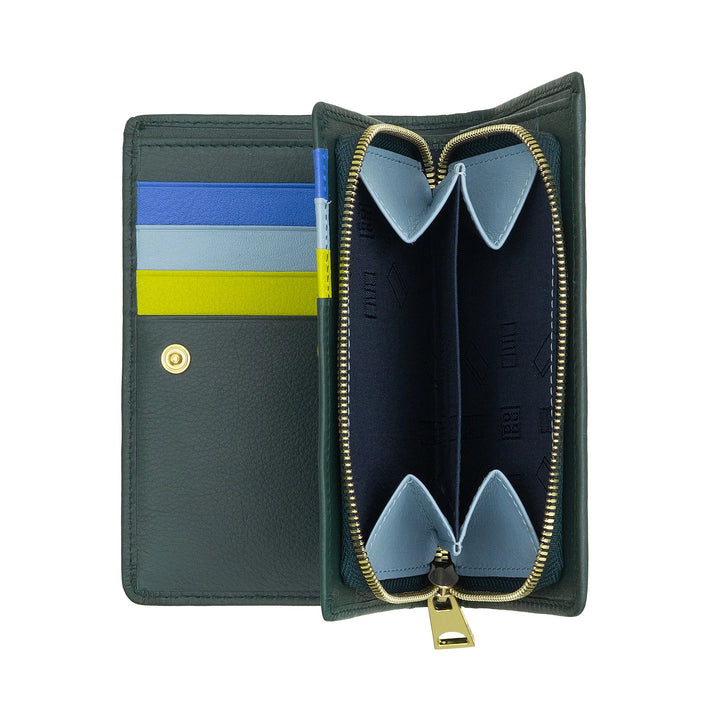 Cartera de Mujer DUDU Colorful RFID en Piel Multicolor con Monedero con Cremallera, Tarjeteros y Tarjeteros