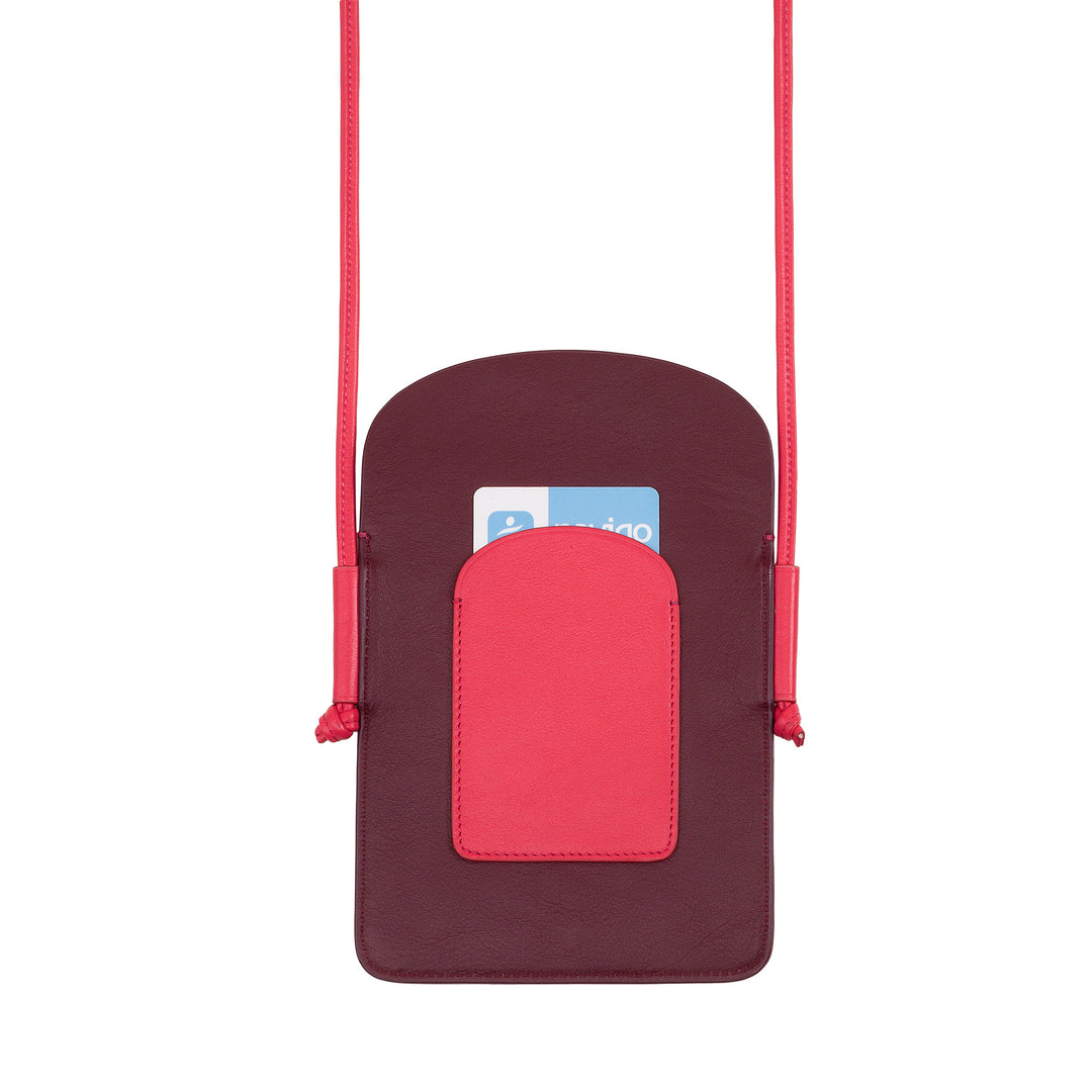 DUDU Porte-téléphone tour de cou en cuir pour femme, double poche pour smartphone, poche pour cartes, bandoulière réglable