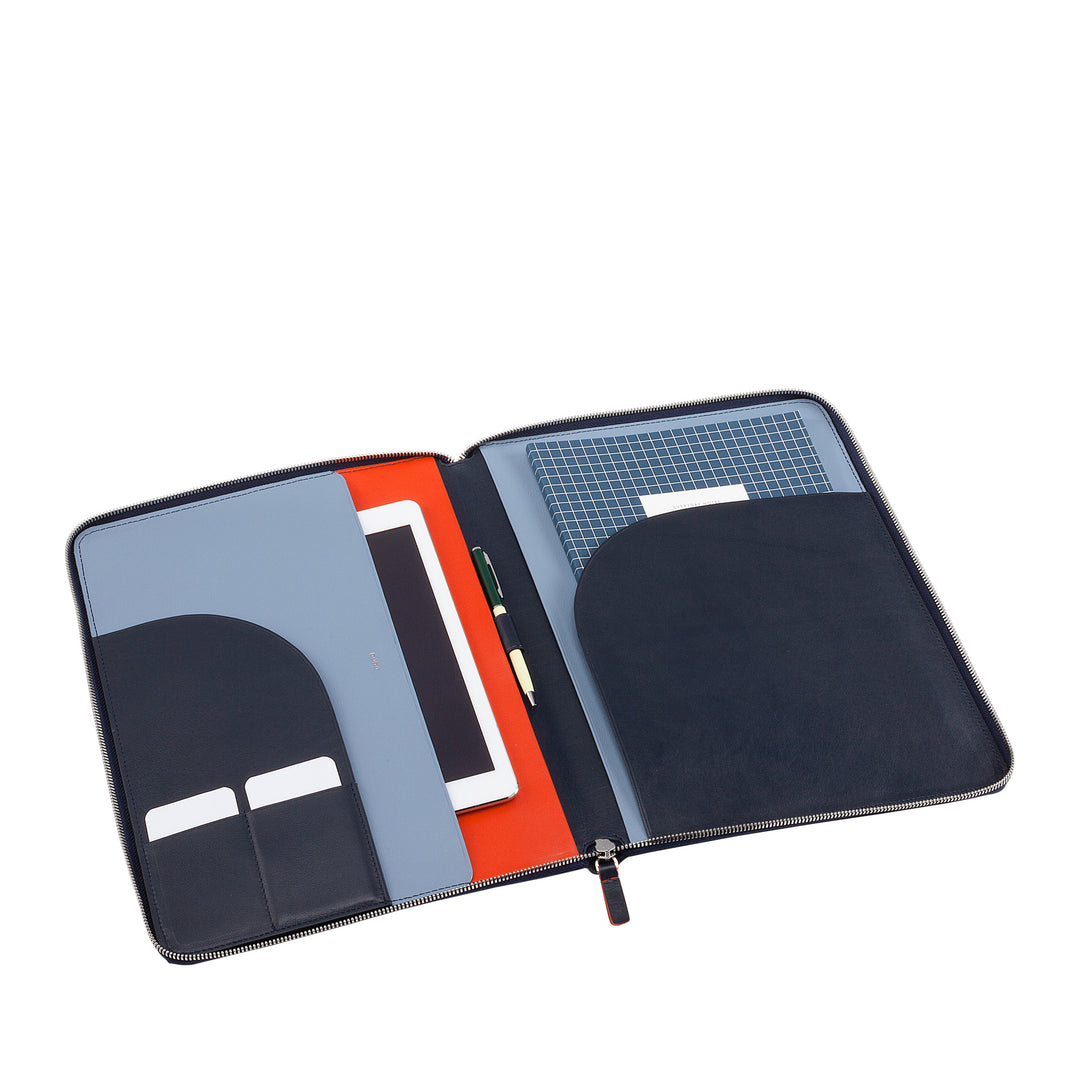 DUDU Carpeta de Documentos de Piel A4 Portapapeles de Oficina Carpeta de Tablet iPad Multicolor con Cremallera