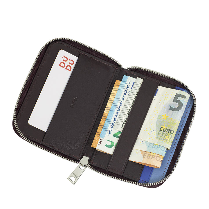 Dudu Herren kleiner weicher Lederbrieftasche mit Reißverschluss, ultra -kompakter Mini -Brieftasche mit Reißverschluss, Banknoten, Kartenhaltern und Karten