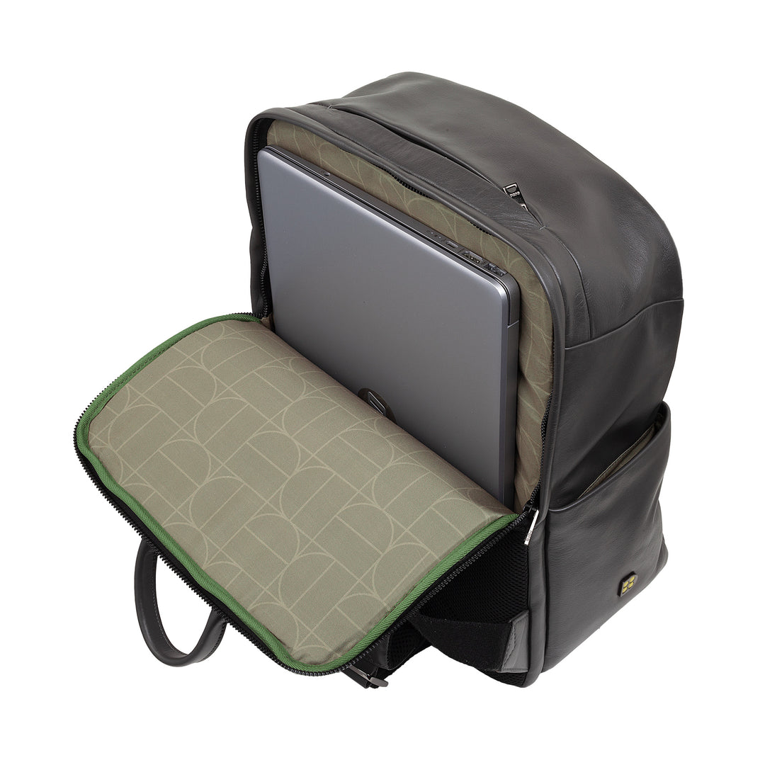 DUDU Mochila de Cuero para Hombre y Mujer, Soporte para PC hasta 15.6" MacBook 16 Pulgadas, Mochila de Viaje de 20 Litros, Elegante Mochila Multicompartimentos para Oficina de Trabajo