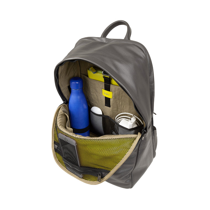DUDU Mochila de Piel para Hombre y Mujer, Soporte para PC hasta 15,6" MacBook 16", Mochila de Viaje de 20 Litros, Mochila de Trabajo de Oficina con un Elegante Diseño Esencial