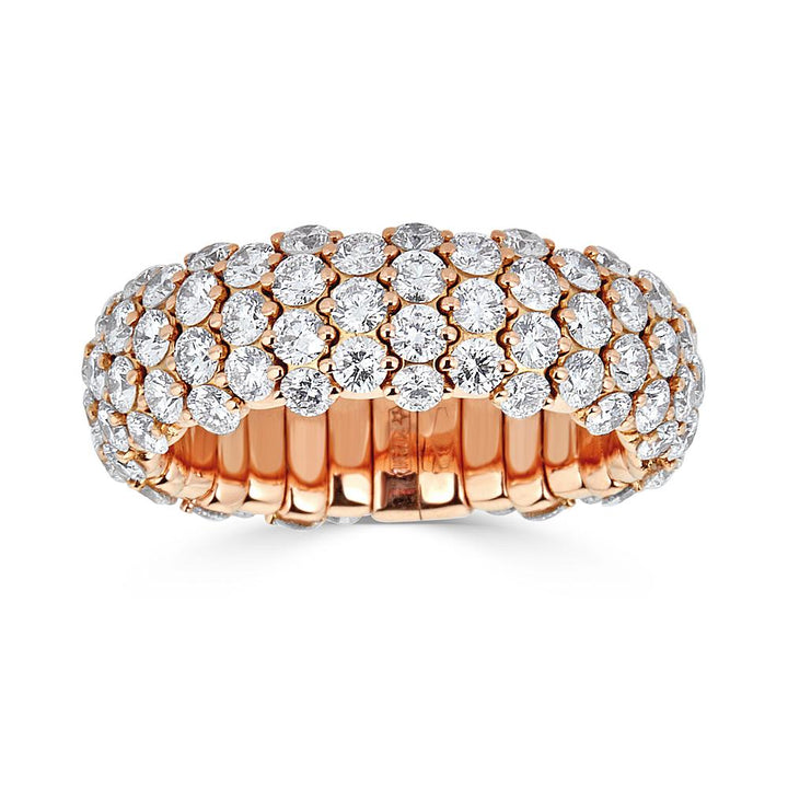 Anillo elástico pequeño Zydo con cúpula de diamantes en oro rosa 55107