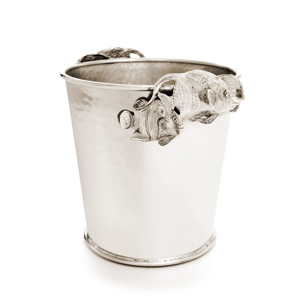 Cubo para champán Giovanni Raspini Tropical Fish - Cubo para champán en bronce blanco - B0084