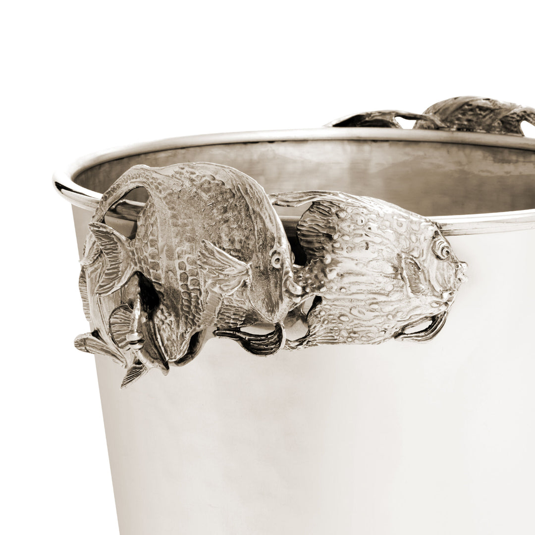 Cubo para champán Giovanni Raspini Tropical Fish - Cubo para champán en bronce blanco - B0084