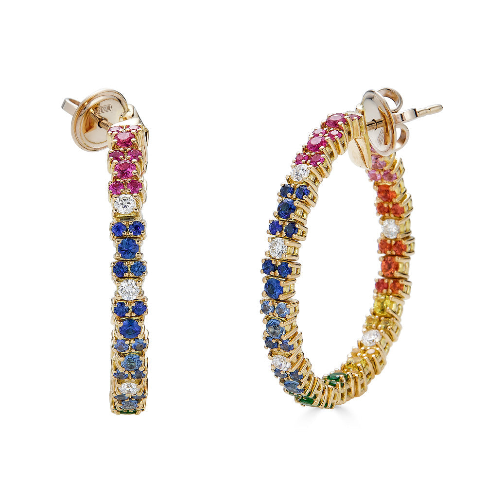 Zydo cercles arc-en-ciel avec diamants, saphirs et pierres semi-précieuses or jaune 63153