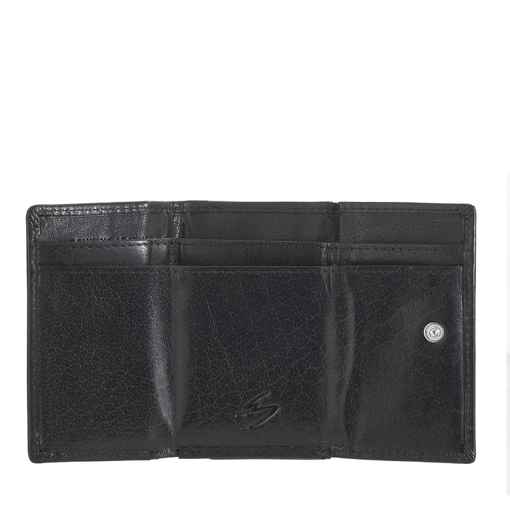Petit portefeuille pour homme Nuvola Pelle en cuir de buffle Trifold avec porte-monnaie, porte-billets et porte-monnaie