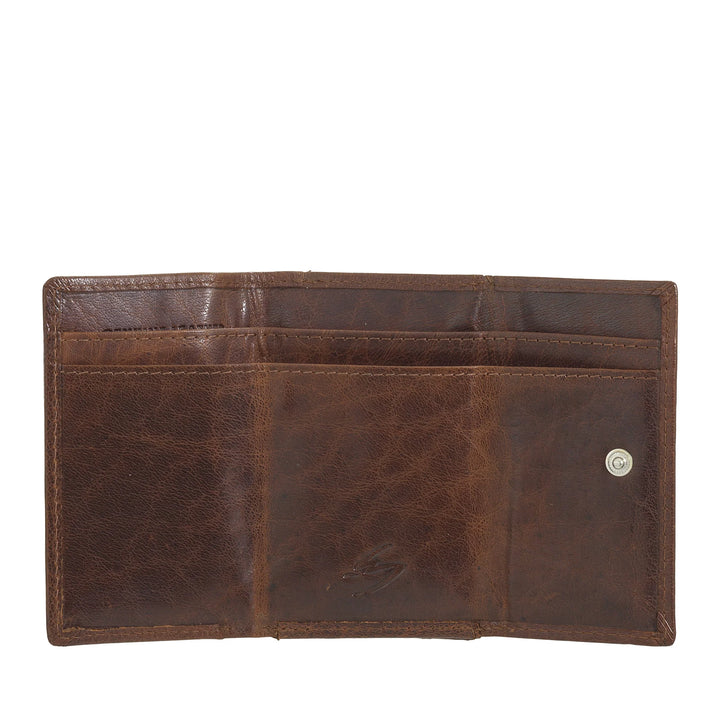 Cartera pequeña para hombre Nuvola Pelle de piel de búfalo con monedero, tarjetero y monedero