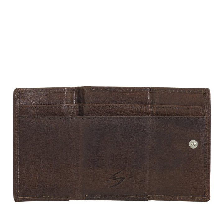 Nuvola Pelle Petit portefeuille pour homme en cuir de buffle à trois volets avec porte-monnaie, porte-billets et porte-monnaie