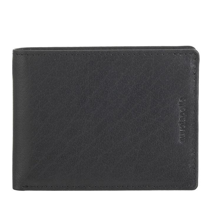Nuvola Pelle Petit portefeuille fin pour homme en cuir de buffle véritable – Porte-cartes compact pour billets et 6 poches fendues pour cartes et documents