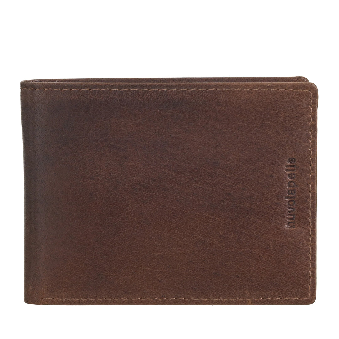 Nuvola Pelle Portafoglio Uomo Piccolo Slim in Vera Pelle di Bufalo - Portacarte Compatto Porta Banconote e 6 Tasche Slot Porta Tessere Documenti
