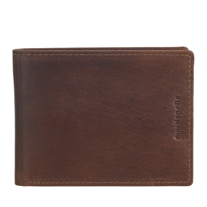 Nuvola Pelle Portafoglio Uomo Piccolo Slim in Vera Pelle di Bufalo - Portacarte Compatto Porta Banconote e 6 Tasche Slot Porta Tessere Documenti