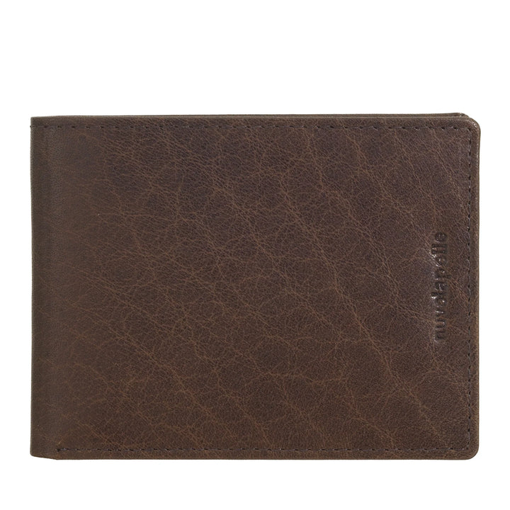 Nuvola Pelle Petit portefeuille fin pour homme en cuir de buffle véritable – Porte-cartes compact pour billets et 6 poches fendues pour cartes et documents