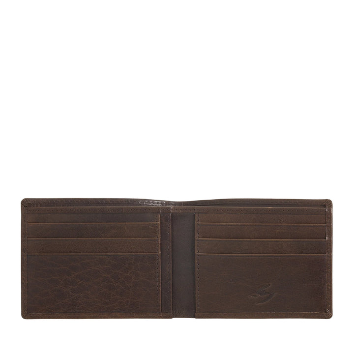 Nuvola Pelle Petit portefeuille fin pour homme en cuir de buffle véritable – Porte-cartes compact pour billets et 6 poches fendues pour cartes et documents