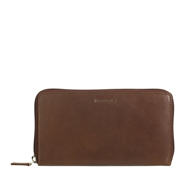Nuvola Pelle Grand portefeuille pour femme avec fermeture éclair ronde en cuir de buffle - Portefeuilles zippés avec porte-monnaie multi-poches