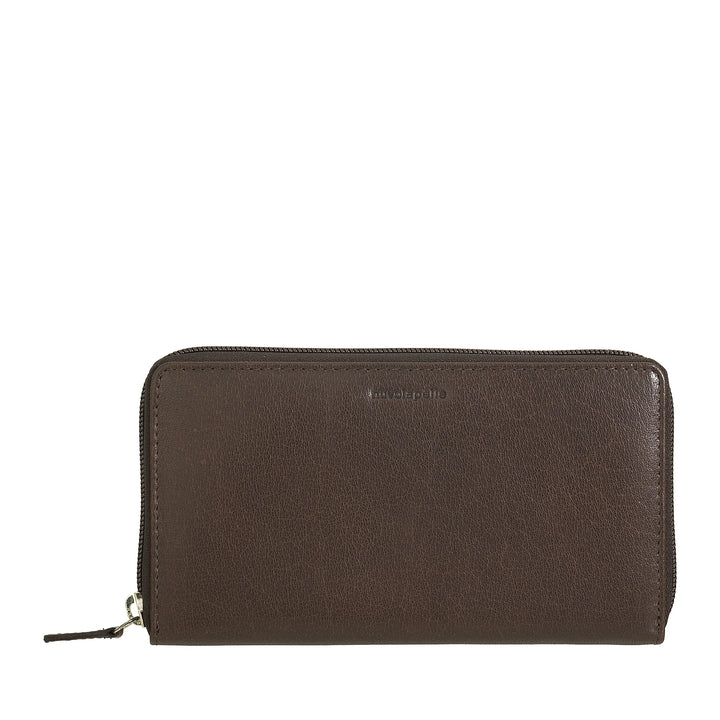 Nuvola Pelle Grand portefeuille pour femme avec fermeture éclair ronde en cuir de buffle - Portefeuilles zippés avec porte-monnaie multi-poches