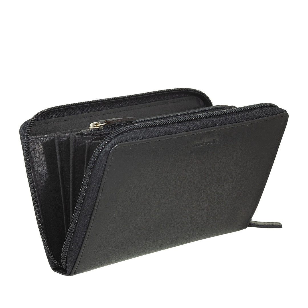Nuvola Pelle Grand portefeuille pour femme avec fermeture éclair ronde en cuir de buffle - Portefeuilles zippés avec porte-monnaie multi-poches