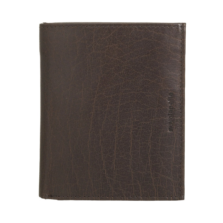 Nuvola Pelle Grand Portefeuille pour Homme en Cuir de Buffle avec Fermeture Éclair Interne et Porte-Monnaie - Portefeuille Vertical pour Cartes, Photos et Billets