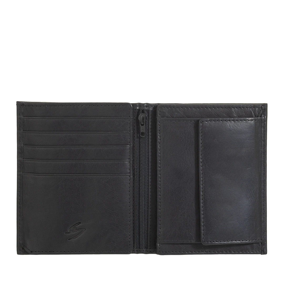 Nuvola Pelle Grand Portefeuille pour Homme en Cuir de Buffle avec Fermeture Éclair Interne et Porte-Monnaie - Portefeuille Vertical pour Cartes, Photos et Billets