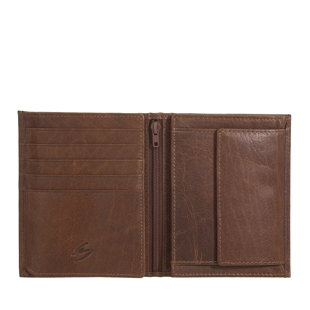 Nuvola Pelle Grand Portefeuille pour Homme en Cuir de Buffle avec Fermeture Éclair Interne et Porte-Monnaie - Portefeuille Vertical pour Cartes, Photos et Billets