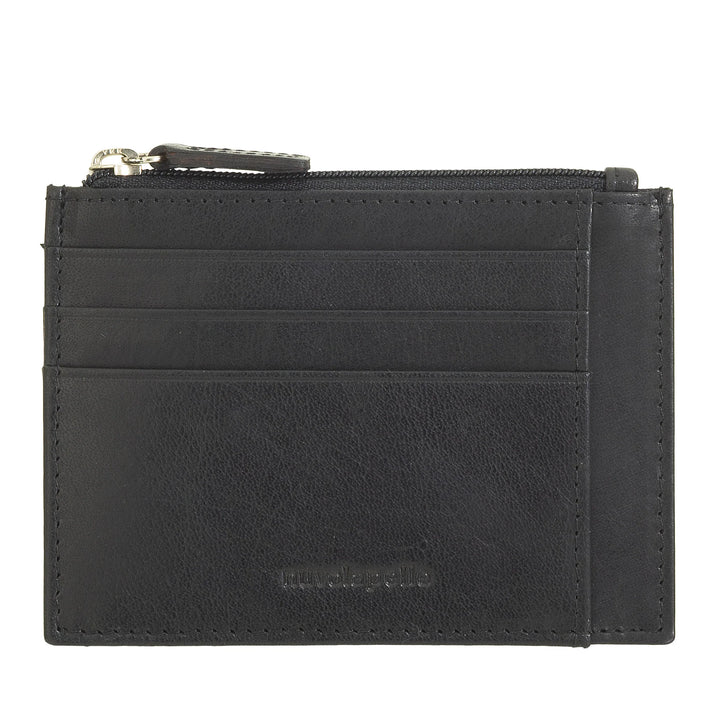 Tarjetero Nuvola Pelle Slim Pocket de piel para hombre con monedero con cremallera
