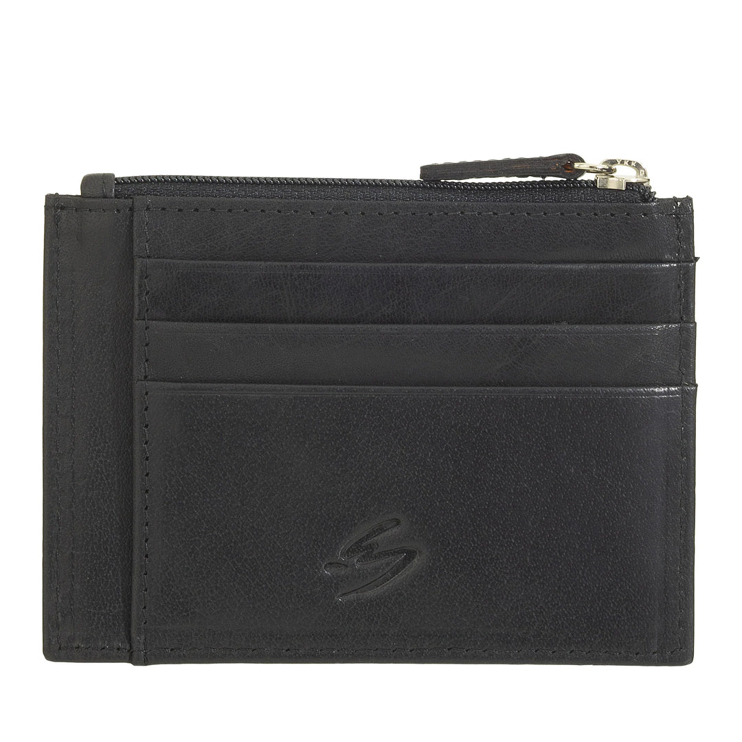 Tarjetero Nuvola Pelle Slim Pocket de piel para hombre con monedero con cremallera