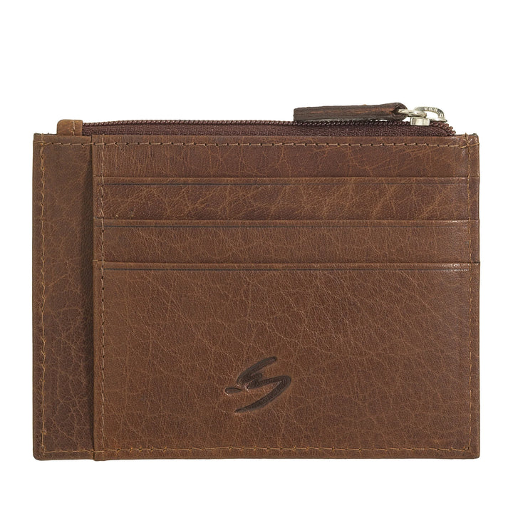 Tarjetero Nuvola Pelle Slim Pocket de piel para hombre con monedero con cremallera