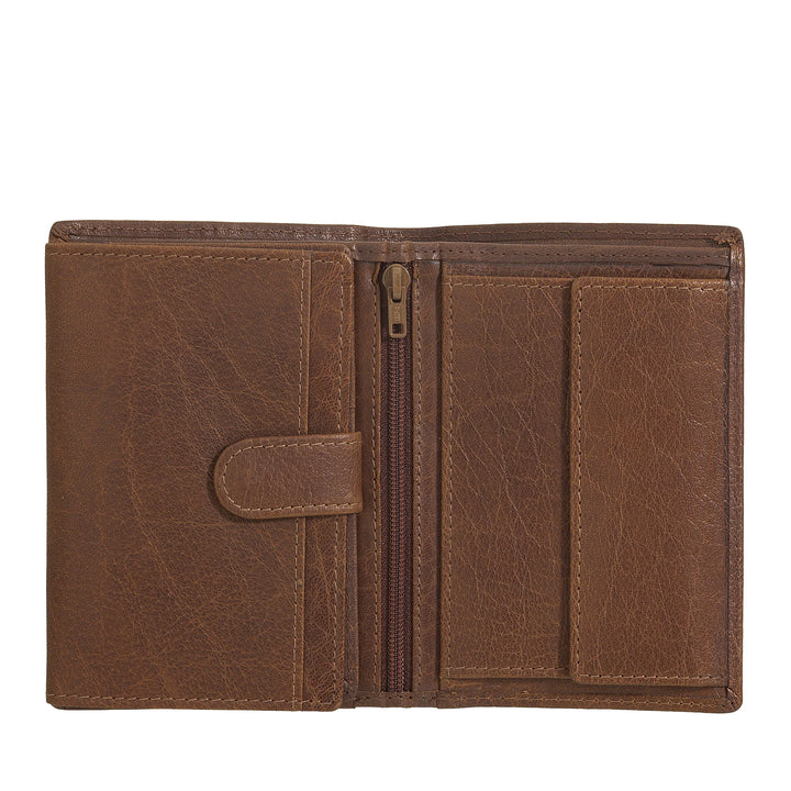 Nuvola Pelle Grand portefeuille vertical pour homme en cuir de buffle – Grand portefeuille de poche avec porte-monnaie, 8 poches pour cartes et fermeture éclair