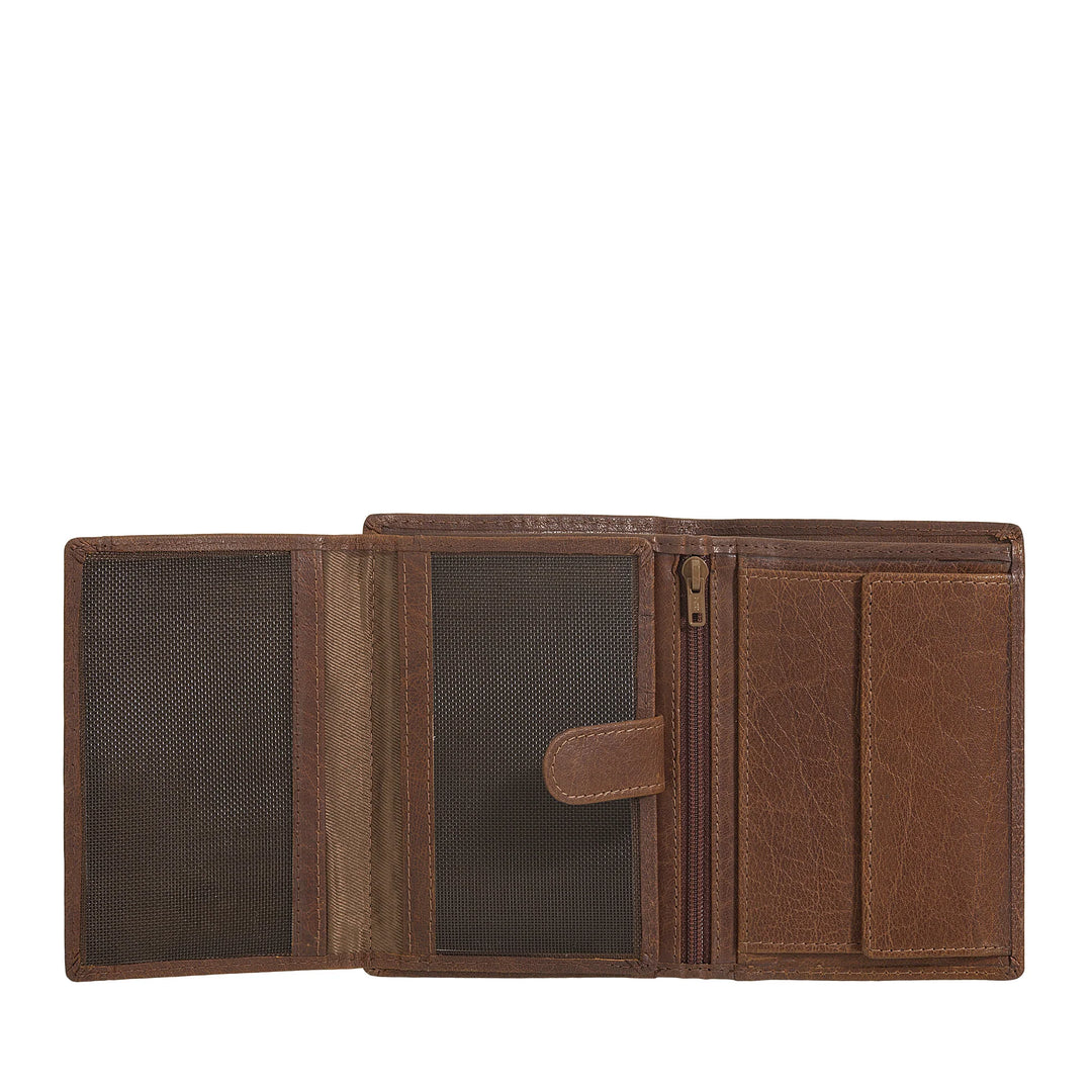 Nuvola Pelle Grand portefeuille vertical pour homme en cuir de buffle – Grand portefeuille de poche avec porte-monnaie, 8 poches pour cartes et fermeture éclair