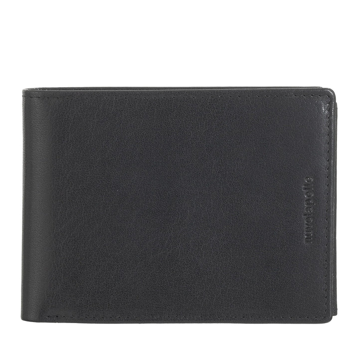 Nuvola Pelle Cartera de hombre de piel de búfalo con monedero - Cartera clásica con cremallera interior, compartimentos para tarjetas de crédito y billetes, portafotos