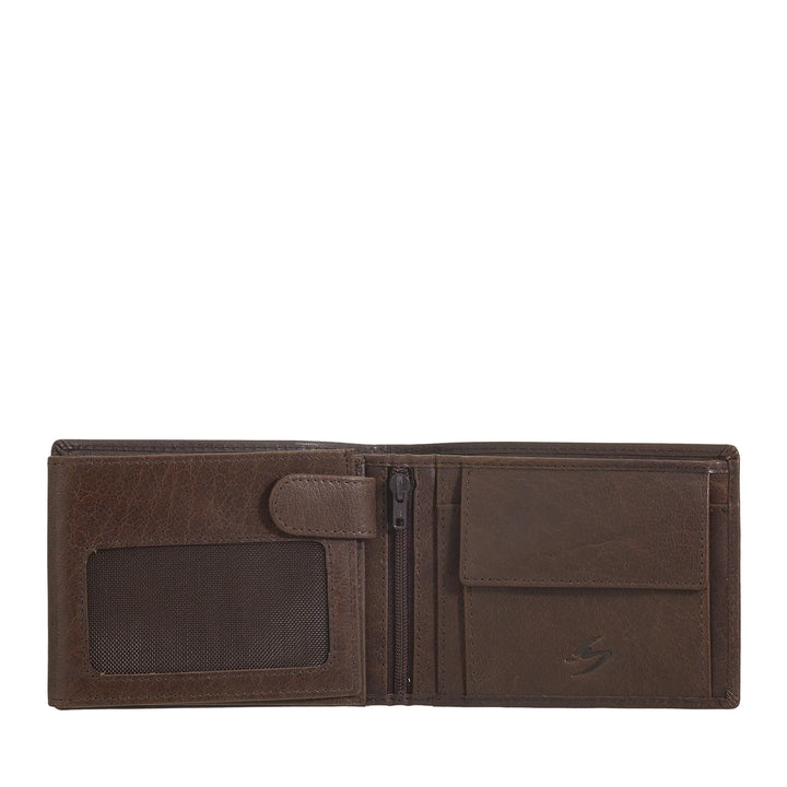 Nuvola Pelle Portefeuille pour Homme en Cuir de Buffle avec Porte-Monnaie – Portefeuille Classique avec Fermeture éclair intérieure, Poches pour Cartes de crédit et Billets de Banque, Porte-Photo