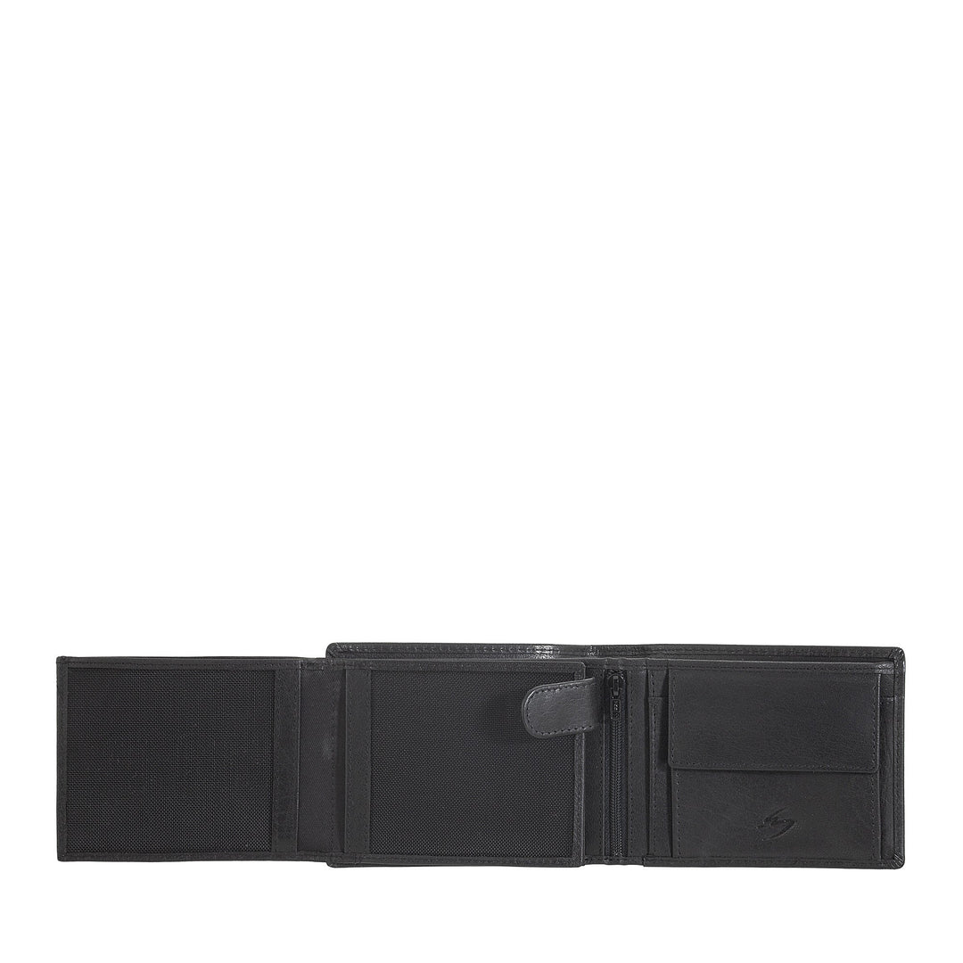 Nuvola Pelle Cartera de hombre de piel de búfalo con monedero - Cartera clásica con cremallera interior, compartimentos para tarjetas de crédito y billetes, portafotos