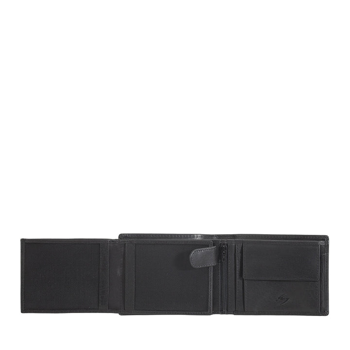 Nuvola Pelle Cartera de hombre de piel de búfalo con monedero - Cartera clásica con cremallera interior, compartimentos para tarjetas de crédito y billetes, portafotos