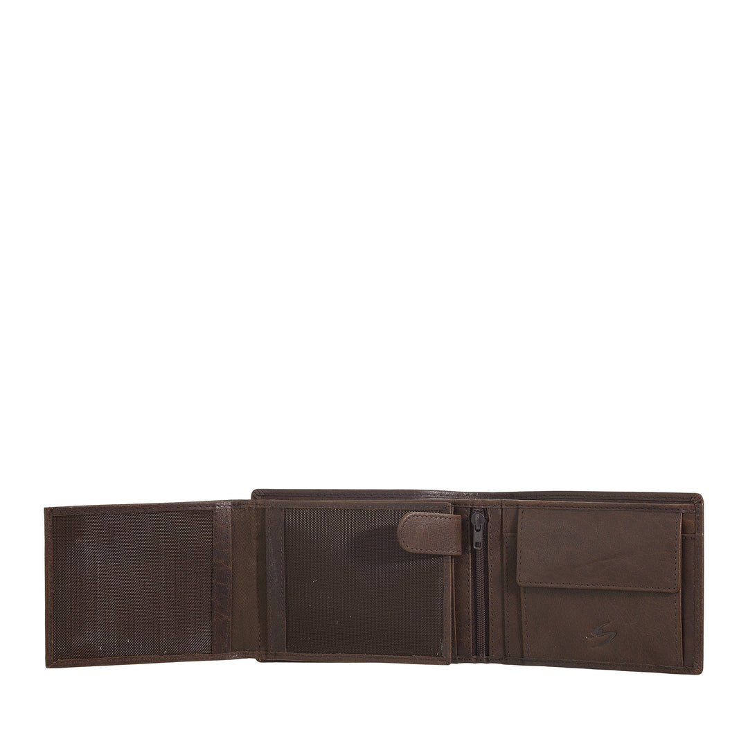 Nuvola Pelle Portefeuille pour Homme en Cuir de Buffle avec Porte-Monnaie – Portefeuille Classique avec Fermeture éclair intérieure, Poches pour Cartes de crédit et Billets de Banque, Porte-Photo