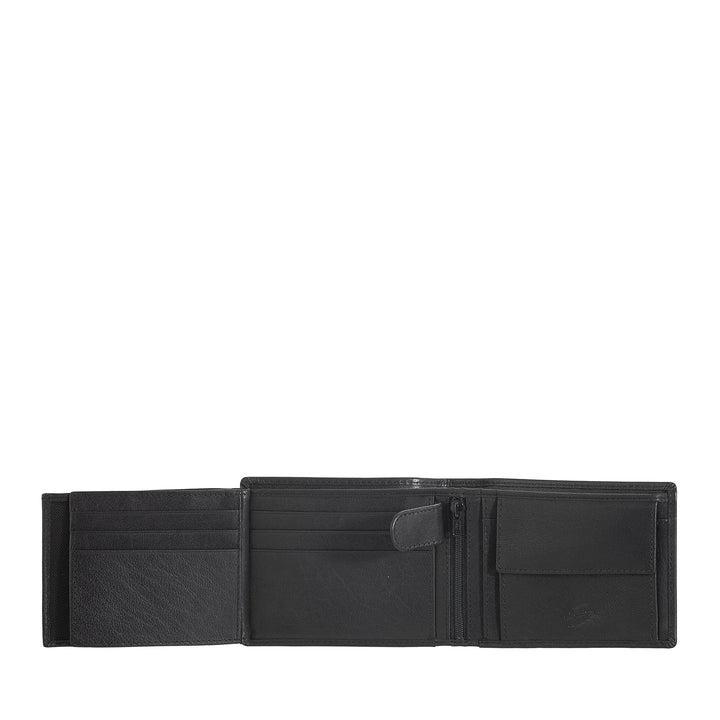 Nuvola Pelle Cartera de hombre de piel de búfalo con monedero - Cartera clásica con cremallera interior, compartimentos para tarjetas de crédito y billetes, portafotos