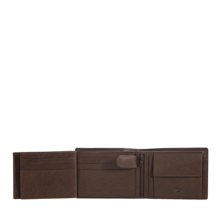 Nuvola Pelle Portefeuille pour Homme en Cuir de Buffle avec Porte-Monnaie – Portefeuille Classique avec Fermeture éclair intérieure, Poches pour Cartes de crédit et Billets de Banque, Porte-Photo