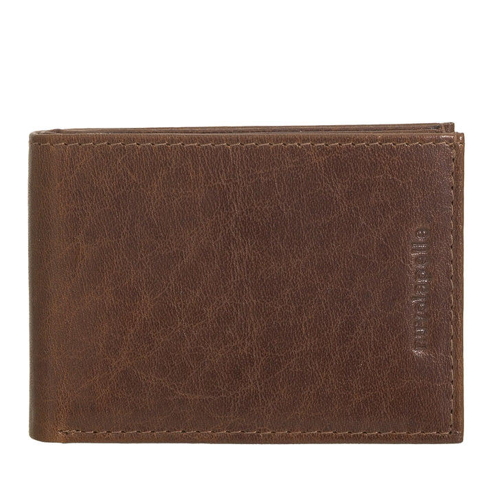 Nuvola Pelle Mini Petit Portefeuille pour Homme en Cuir de Buffle avec Poche - Petit Portefeuille avec Porte-Monnaie, Poches avec Filet Transparent