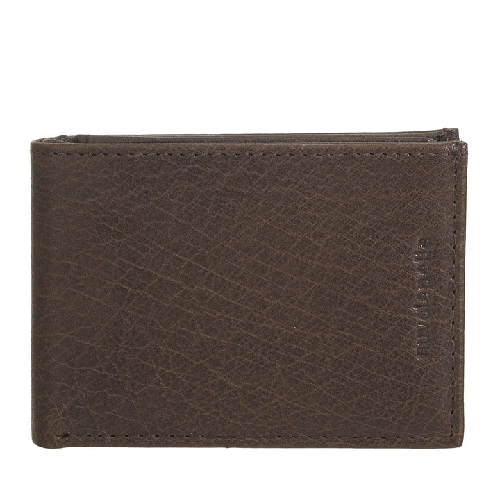 Nuvola Pelle Mini Petit Portefeuille pour Homme en Cuir de Buffle avec Poche - Petit Portefeuille avec Porte-Monnaie, Poches avec Filet Transparent