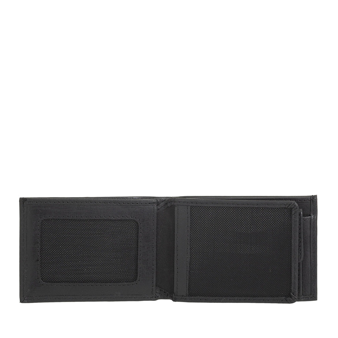 Nuvola Pelle Mini Portafoglio Uomo Piccolo in Pelle di Bufalo Tascabile - Portafoglio Piccolo da Giacca con Portamonete, Tasche con Retina Trasparente