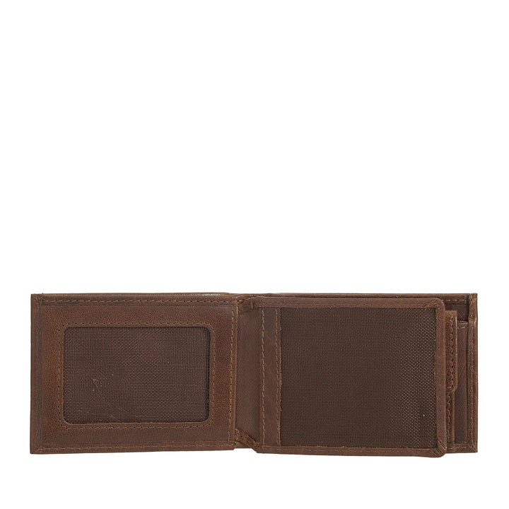 Nuvola Pelle Mini Petit Portefeuille pour Homme en Cuir de Buffle avec Poche - Petit Portefeuille avec Porte-Monnaie, Poches avec Filet Transparent