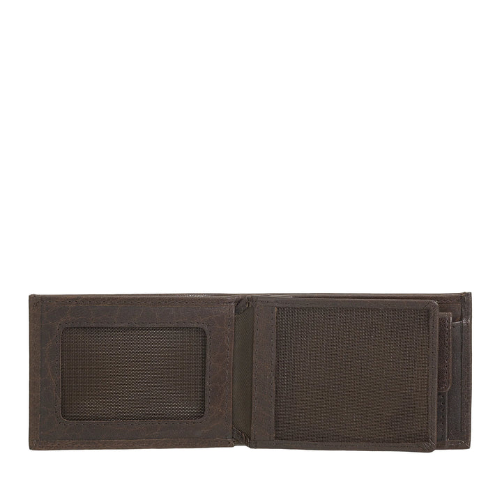 Nuvola Pelle Mini Petit Portefeuille pour Homme en Cuir de Buffle avec Poche - Petit Portefeuille avec Porte-Monnaie, Poches avec Filet Transparent