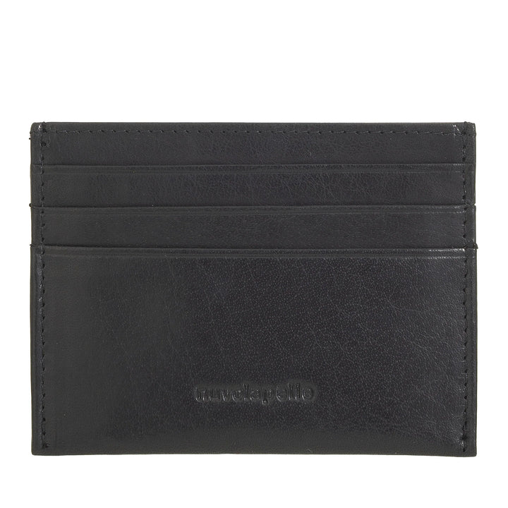 Nuvola Pelle Tarjetero Delgado para Hombre y Mujer en Piel de Búfalo - Cartera de Bolsillo de Piel Fina con 6 Ranuras para Tarjetas