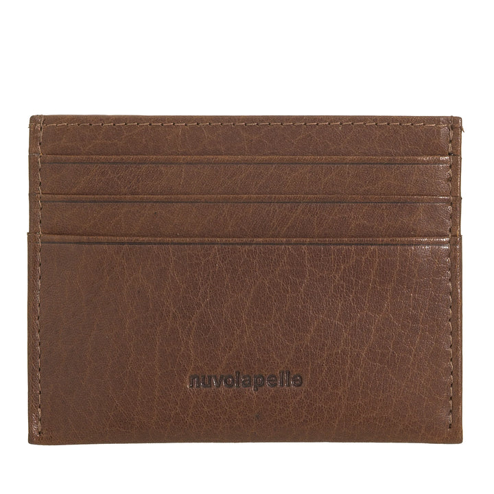 Nuvola Pelle Porta Carte di Credito Uomo Donna Slim in Pelle Bufalo - Portafoglio Sottile Tascabile di Pelle con 6 Slot Porta Tessere