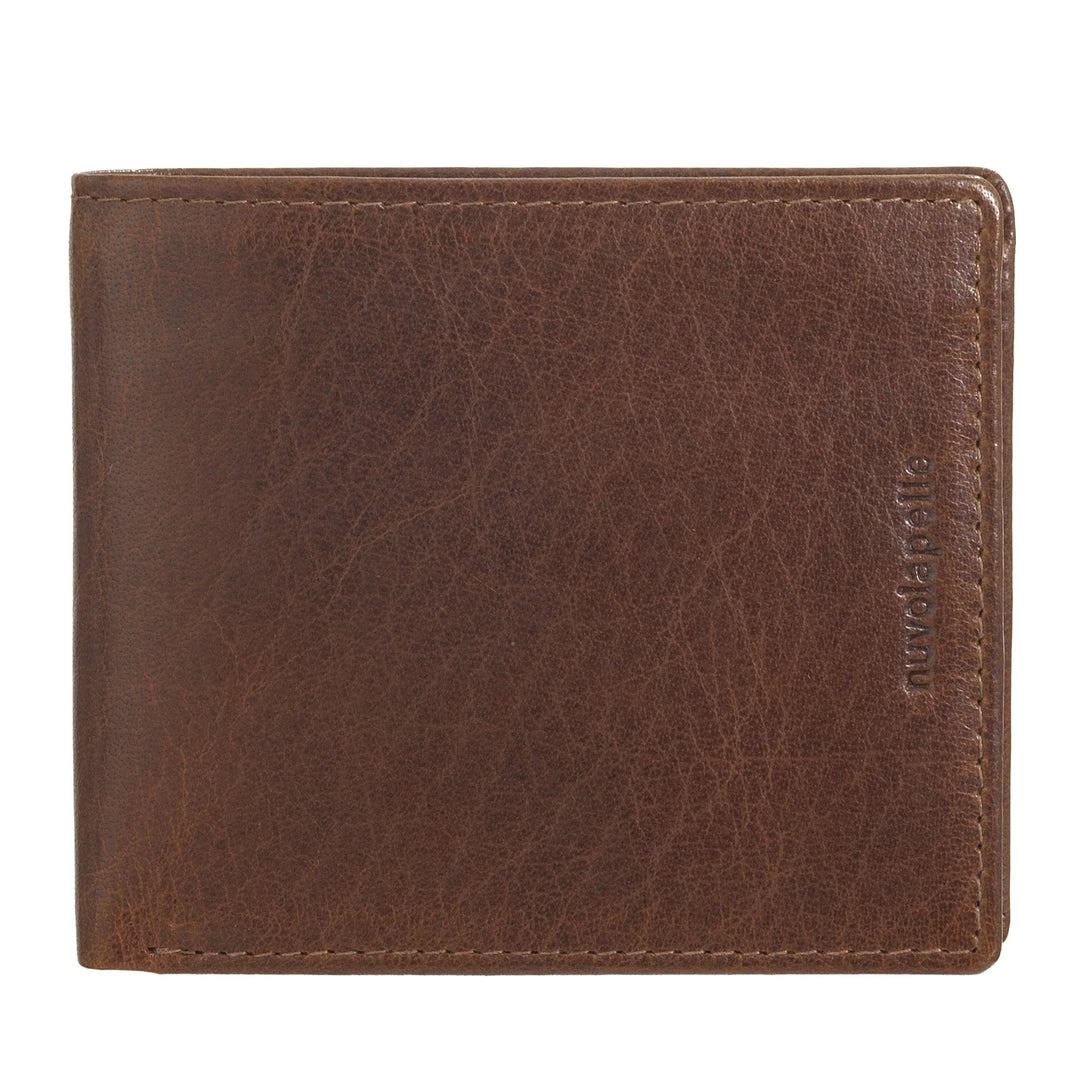 Nuvola Pelle Cartera para Hombre de Piel de Búfalo Pequeña con Monedero, Tarjetero y Porta Billetes - Cartera de Bolsillo Compacta, Slim Thin