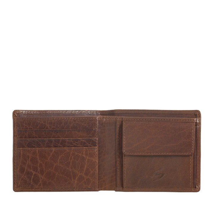 Nuvola Pelle Cartera para Hombre de Piel de Búfalo Pequeña con Monedero, Tarjetero y Porta Billetes - Cartera de Bolsillo Compacta, Slim Thin