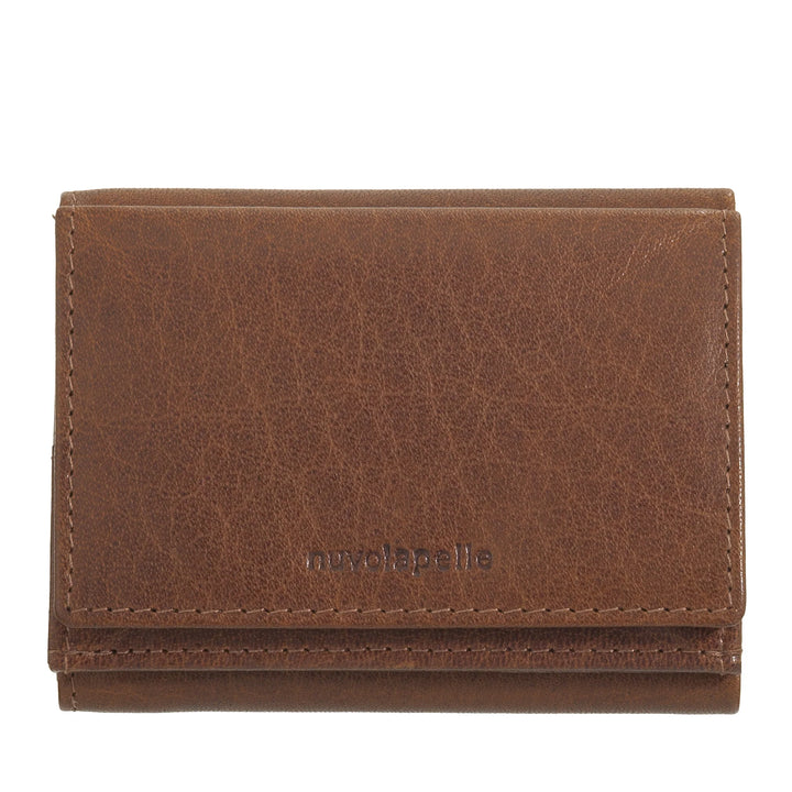 Nuvola Pelle Cartera Pequeña para Hombre y Mujer en Piel de Búfalo - Elegante Monedero Tríptico con Botón, Compartimentos para Tarjetas, Tarjetas y Billetes