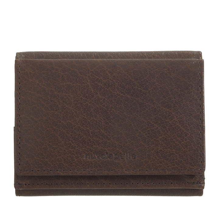 Nuvola Pelle Petit Portefeuille pour Homme et Femme en Cuir de Buffle - Élégant à Trois Volets avec Bouton Porte-Monnaie, Compartiments pour Cartes, Cartes et Billets de Banque