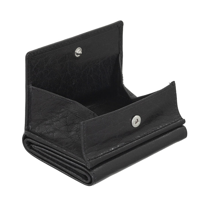 Nuvola Pelle Petit Portefeuille pour Homme et Femme en Cuir de Buffle - Élégant à Trois Volets avec Bouton Porte-Monnaie, Compartiments pour Cartes, Cartes et Billets de Banque