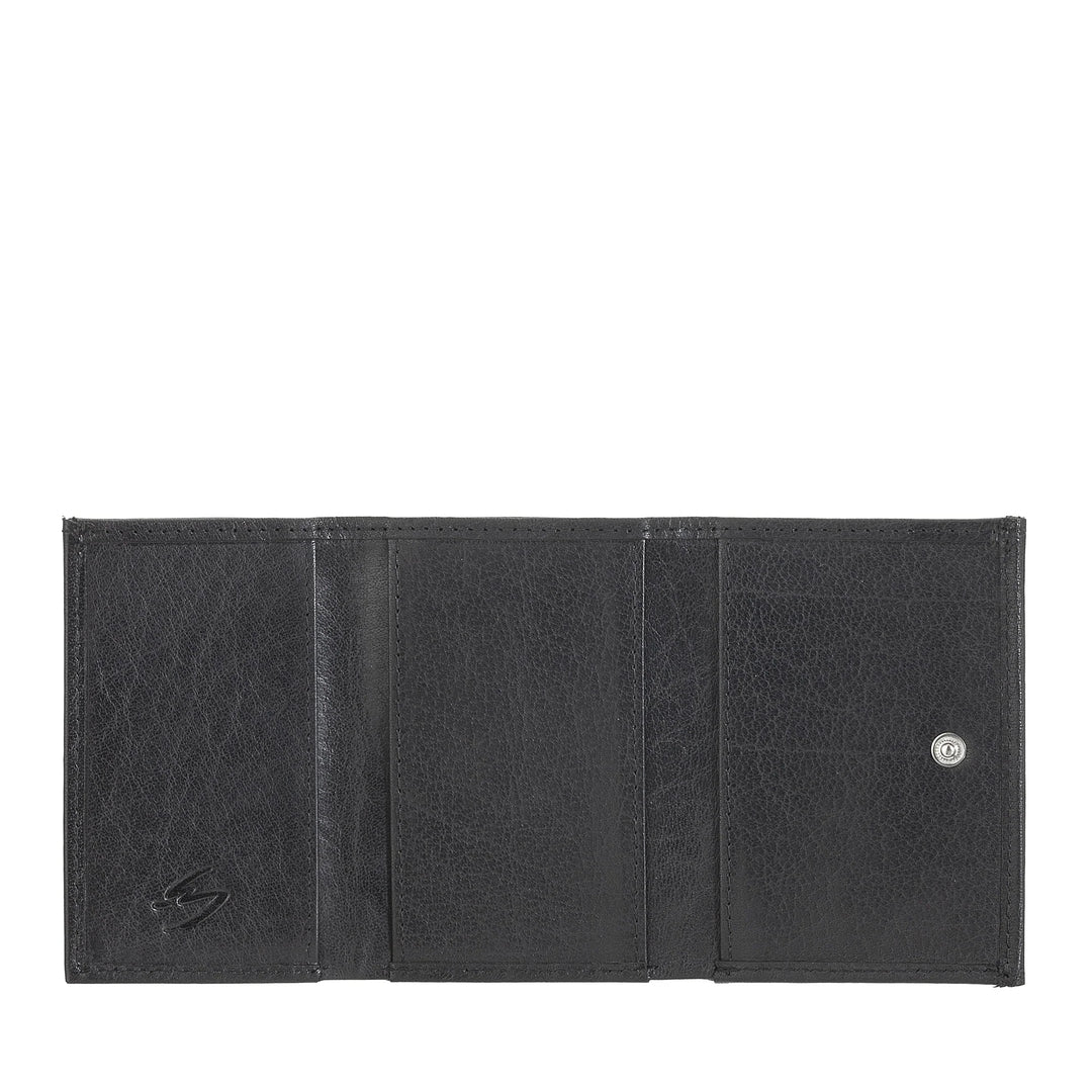 Nuvola Pelle Petit Portefeuille pour Homme et Femme en Cuir de Buffle - Élégant à Trois Volets avec Bouton Porte-Monnaie, Compartiments pour Cartes, Cartes et Billets de Banque