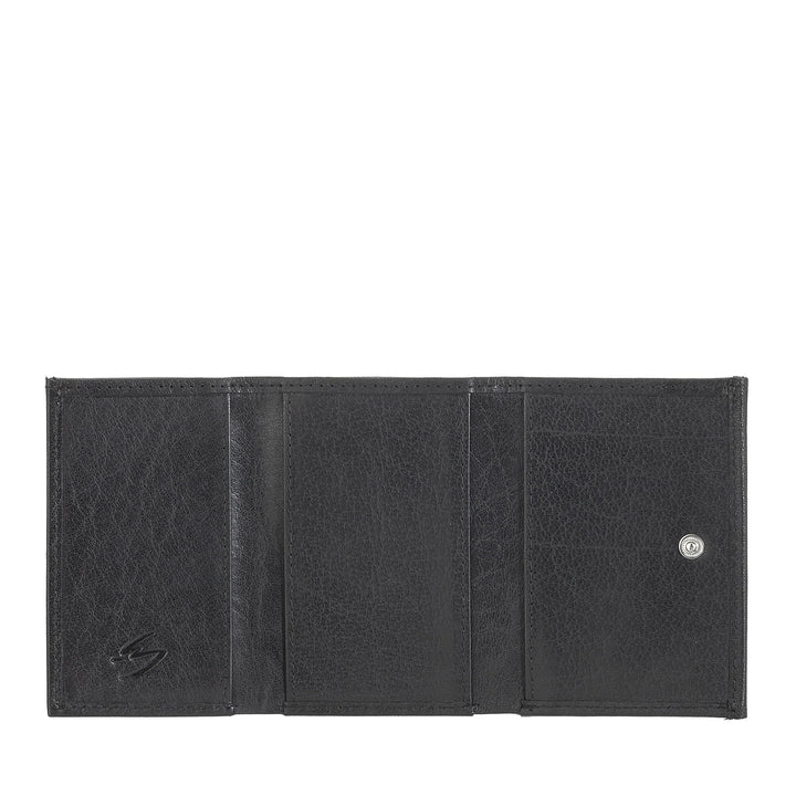Nuvola Pelle Petit Portefeuille pour Homme et Femme en Cuir de Buffle - Élégant à Trois Volets avec Bouton Porte-Monnaie, Compartiments pour Cartes, Cartes et Billets de Banque